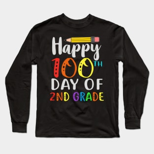 Hap100 Days Of School 100Th Day Of Second Grade Long Sleeve T-Shirt